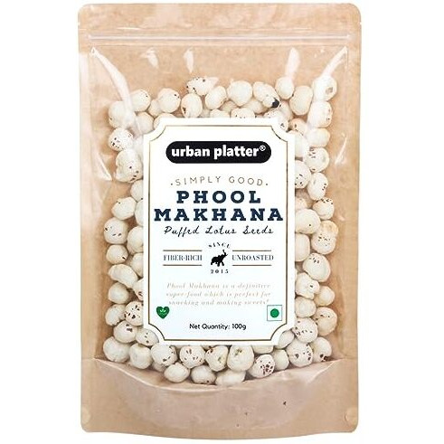 Urban Platter Puffed Fox Nuts (Unroasted Makhana), 100G