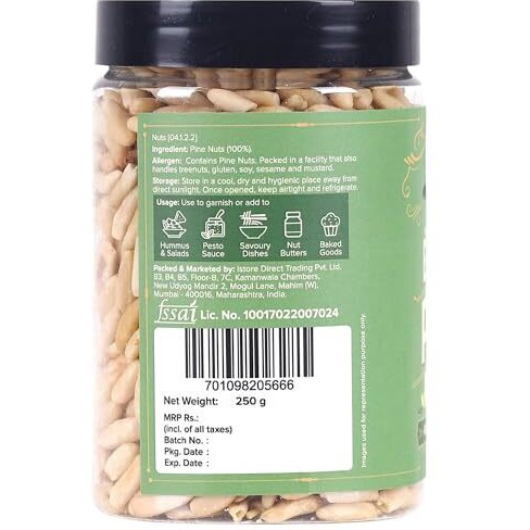 Urban Platter Exotic Pine Nuts, 250G (Rich In Protein & Fiber, Add To Hummus & Salads, Stored In Refrigeration For Long Lasting Freshness)