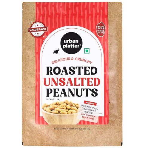 Urban Platter Roasted Unsalted Peanuts, 1Kg (Skin Removed | Vacuum Packed | Product Of Bharuch)