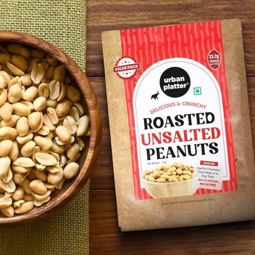 Urban Platter Roasted Unsalted Peanuts, 1Kg (Skin Removed | Vacuum Packed | Product Of Bharuch)