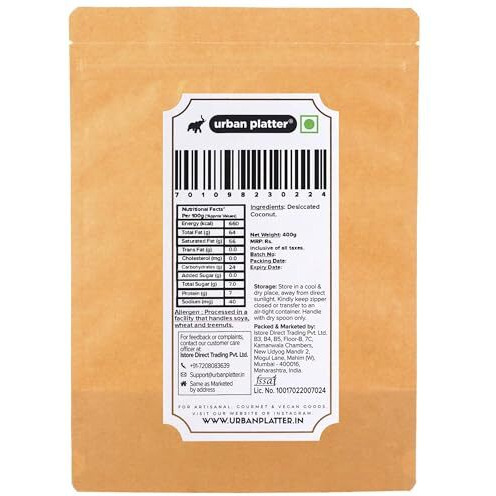 Urban Platter Desiccated Coconut (Unsweetened), 400G
