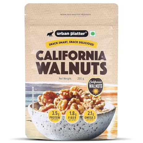 Urban Platter California Walnut Kernels, 250G (Shelled Halves | Rich In Omega-3 & Antioxidants | Heart-Healthy Snack)