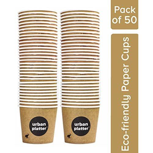 Urban Platter Paper Disposable Cups - Pack Of 50, 150Ml (Brown)
