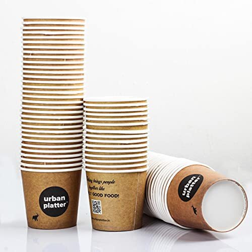 Urban Platter Paper Disposable Cups - Pack Of 50, 150Ml (Brown)