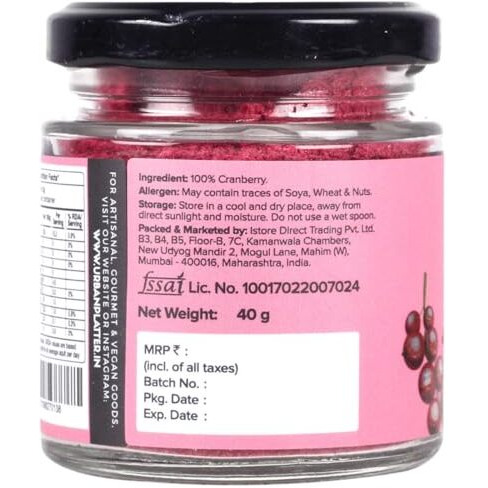Urban Platter Freeze-Dried Cranberry Powder, 40G