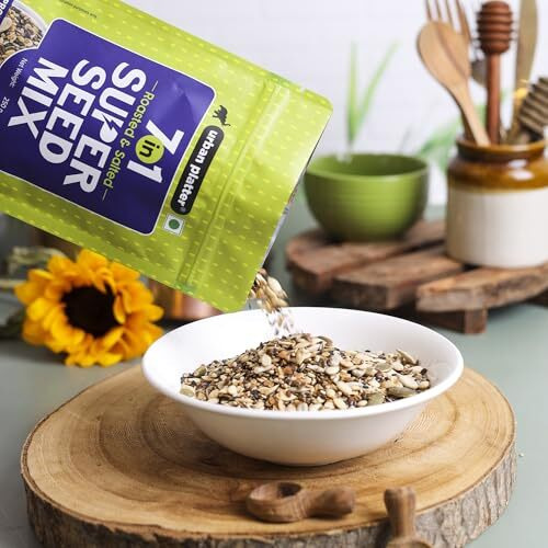 Urban Platter 7-In-1 Super Seed Mix, 250G (Roasted And Salted | Sunflower | Pumpkin | Split Coriander | Watermelon | Black Sesame | White Sesame | Flax Seed)