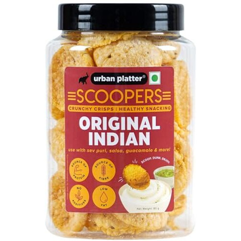 Urban Platter Scoopers Original Indian, 80G (Crunchy Crisps Made With Popped Corn For Gluten-Free Snacking)