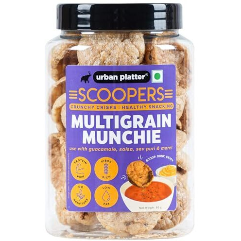 Urban Platter Scoopers Multigrain Munchie, 60G (Crunchy Crisps Made With Popped Multi-Grains And Seeds For Healthy Snacking)