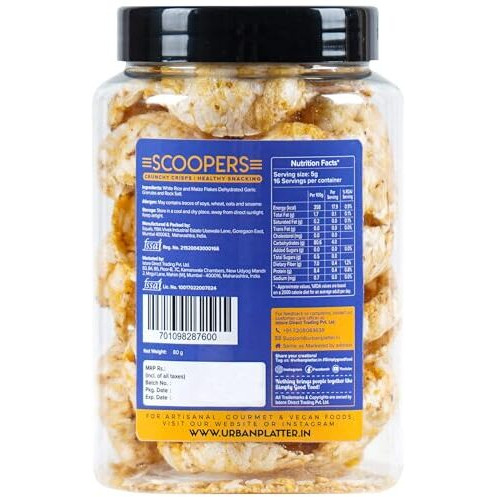 Urban Platter Scoopers Good Ol' Garlic, 80G (Crisps Made With Popped Rice & Corn)