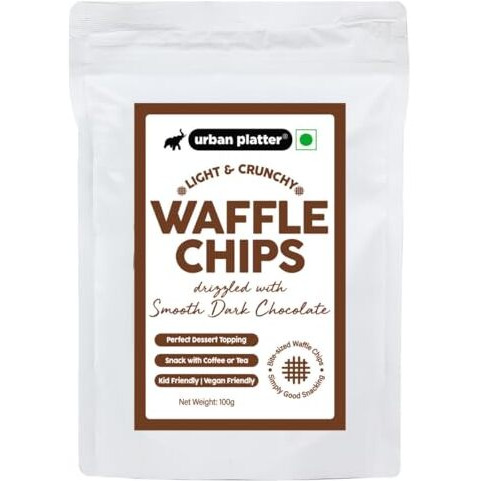 Urban Platter Chocolate Flavor Choco Drizzle Waffle Chips, (Fun And Light, Crunch In Every Bite, Kid-Friendly, Tea Time Snack, Dessert Topping),120 Grams
