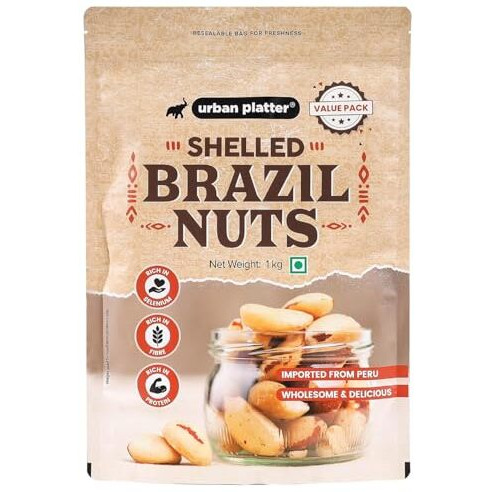 Urban Platter Brazil Nuts, 1Kg (Rich In Selenium | Superfood | Have 1 Daily | Product Of Peru)