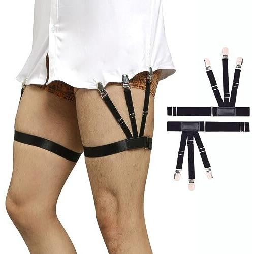 Homvexi Shirt Tucker For Men, Adjustable Elastic Shirt Stays Garters With Locking Non-Slip Clips Holder Securing Shirt Position