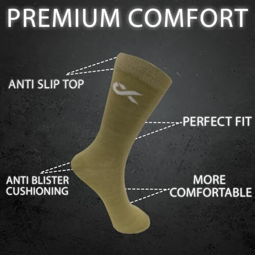 Xjarvis Texas Army Men's Solid Calf Crew Combed Full Length Cotton Formal Socks, Odour Free & Breathable, Free Size - Ideal For Home, Office Wear, Pack Of 9 (Army)