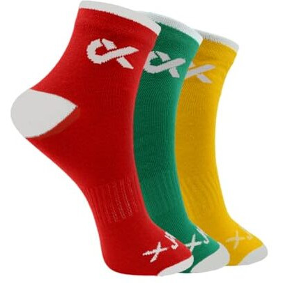 Xjarvis Moscow Ankle Socks For Men And Women  Moisture-Wicking, Ultimate Comfort, Odor Free, Breathable & Perfect For Gym Wear And Sports Wear Pack Of 3 Free Size  (Red/Green/Yellow)