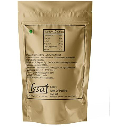 Godka Grade A Quality Pine Nuts Without Shell/Chilgoza Without Shell/Pine Seed,50 G