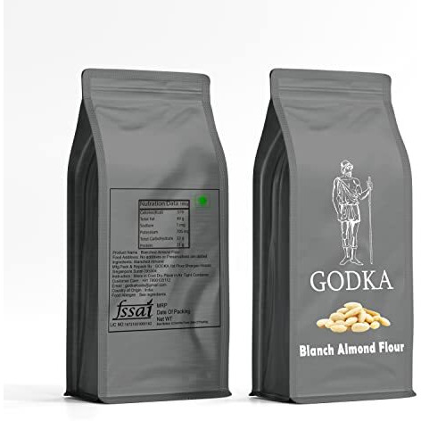 Godka Blanched Fine Almond Flour(Keto Friendly And Fine Blanched Almond Powder/Blanched Almond Flour) 400 Grams