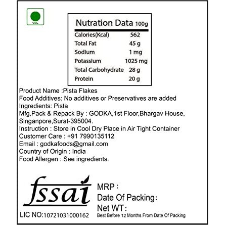 Godka Pista Sliced/Pistachio Flakes/Pista Cutting Chips,100 G