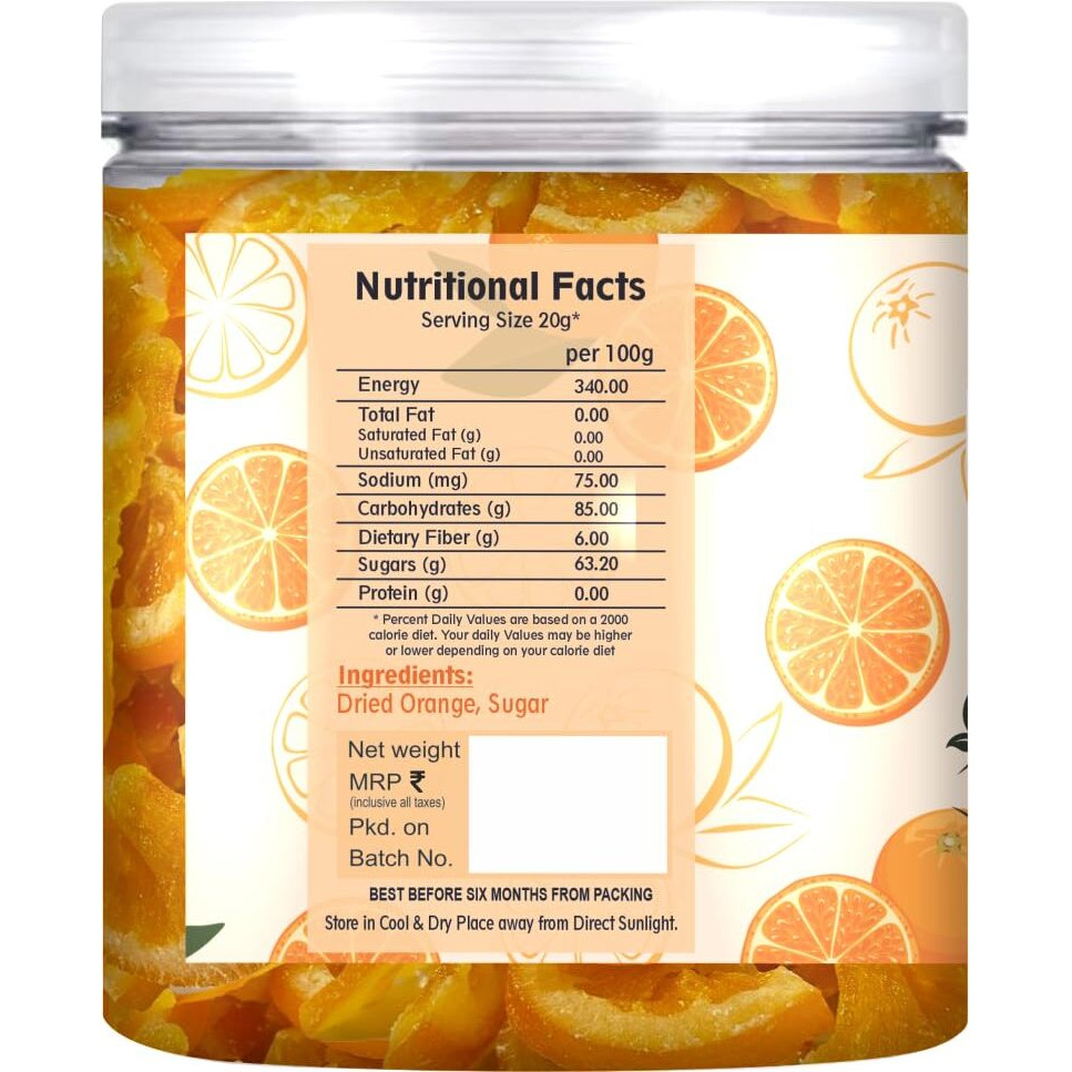 &quotNutriefoods" Enriching Your Taste Premium Dried Orange Slices | Rich In Vitamin C | 100% Natural Orange Bites | Nutritious Fruit Candy | No Added Color, Flavors (250Gm)