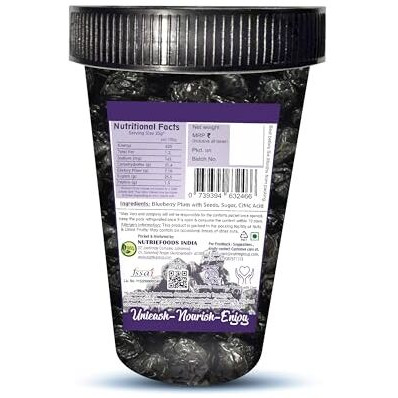 &quotNutriefoods" Enriching Your Taste Premium Blueberry Plum | No Added Artificial Colors, Flavors | 100% Natural Dried Fruit | With Seeds, Pack Of - 250 Gm