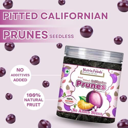 &quotNutriefoods" Enriching Your Taste Premium Dried Pitted Plums/Prunes, Naturally Sweetened, Vitamin-Rich, 100% Natural Fruit, No Added Sugar (250Gm)