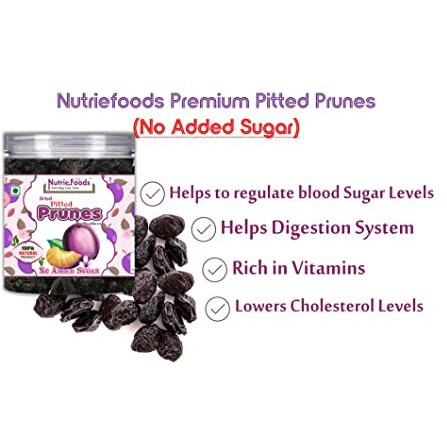 &quotNutriefoods" Enriching Your Taste Premium Dried Pitted Plums/Prunes, Naturally Sweetened, Vitamin-Rich, 100% Natural Fruit, No Added Sugar (250Gm)