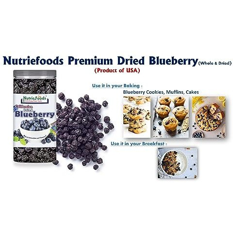 &quotNutriefoods" Enriching Your Taste Premium Dried Whole Blueberry | 100% Natural Blueberry | No Added Additives | Product Of Usa- California (200Gm)