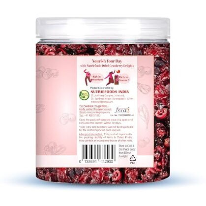 &quotNutriefoods" Enriching Your Taste Premium Sliced Dried Cranberries|100% Natural Fruit|No Additives|Grown And Produced In The Usa|250Gram Pack