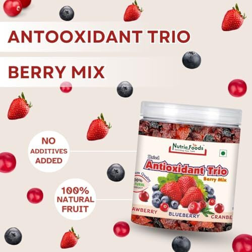 &quotNutriefoods" Enriching Your Taste Antioxidant Trio Berry Mix | Blended With Dried Strawberry, Blueberry And Cranberry | Great Source Of Vitamin C | 100% Natural Berries (250Gm)