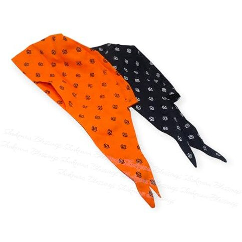 Shukrana Blessings Sikh Patka Khanda Printed Cotton Adjustable Patka Bandana Durag Skull Cap For Men & Women Orange, & Blue(2 Pc Cpmbo Patka)