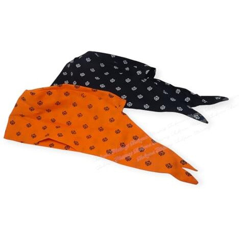 Shukrana Blessings Sikh Patka Khanda Printed Cotton Adjustable Patka Bandana Durag Skull Cap For Men & Women Orange, & Blue(2 Pc Cpmbo Patka)