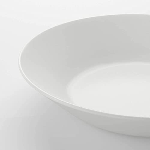 Bs Case Ikeaa Tempered Opal Glass Dinnerware Plates And Bowls (Pack Of 6) (Deep Plate, White20 Cm (8"))