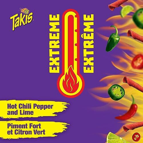 Takis Fuego Spicy Chili Pepper And Lime Rolled Tortilla Chips - Crunchy Corn Chips Snack 90Gram (Imported)