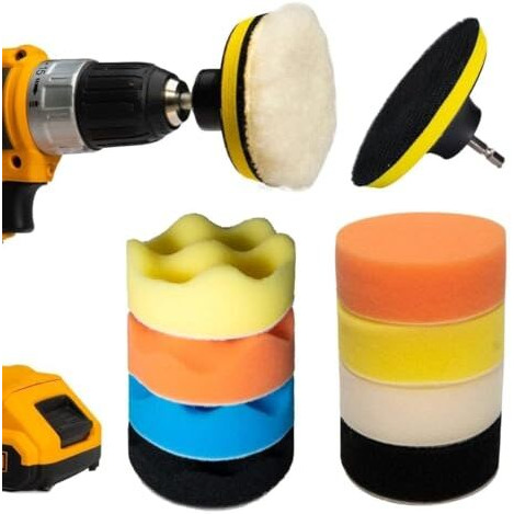 Car Foam Drill 3-Inch Buffing And 11 Polishing Pads Kit, Compound Automotive Polisher Car Wash Cleaning Tools, Sealing Glaze, Foam Pads Of Drill Polisher Attachment