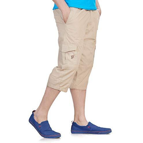 0-Degree Men's Regular Fit Three Quarter Shorts Beige 36 Inch Waist