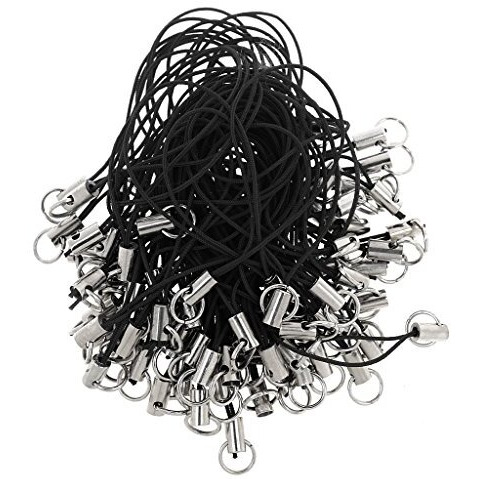 Phenovo 100X Cell Phone Straps Strings Jump Ring End Lariats Black