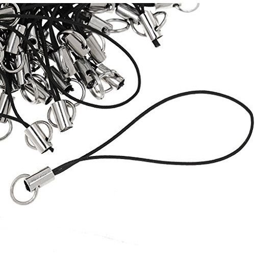 Phenovo 100X Cell Phone Straps Strings Jump Ring End Lariats Black