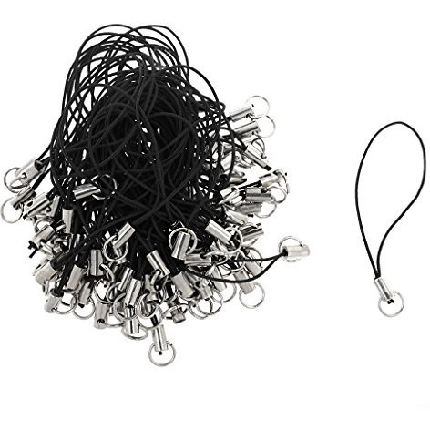 Phenovo 100X Cell Phone Straps Strings Jump Ring End Lariats Black