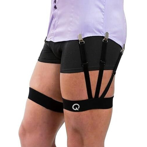 Qualift Shirt Tucker For Men - Skin-Friendly Soft Elastic Shirt Stays, Adjustable Shirt Garter Belt, Formal Shirt Holder With Non-Slip Strong Grip Clasp, Men's Tuck In Belt, Accessories For Man (M)