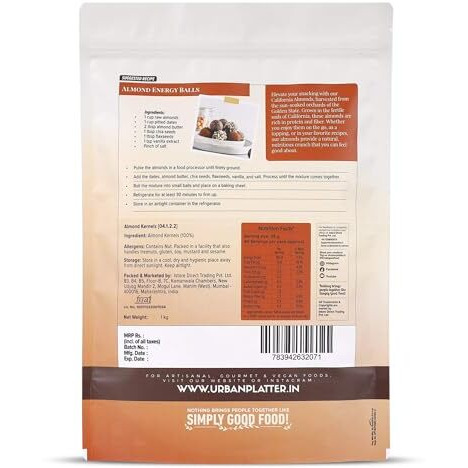 Urban Platter California Almonds, Light Beige Brown, 1000 G