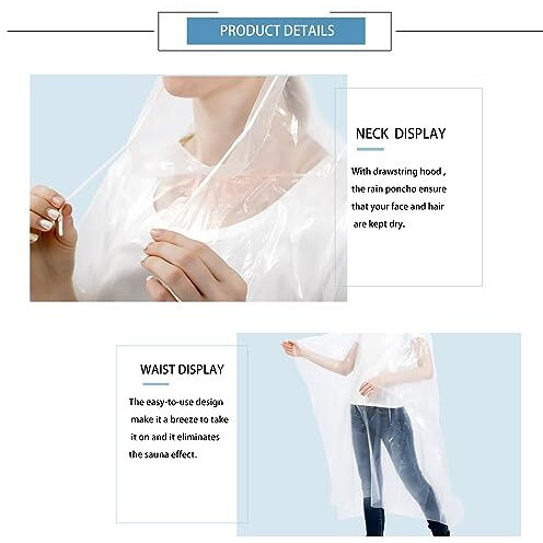 Swogaa Disposable Rain Ponchos For Adults (6 Pack) - 50% Extra Thicker Men Or Women Waterproof Emergency Rain Ponchos With Hood - Clear