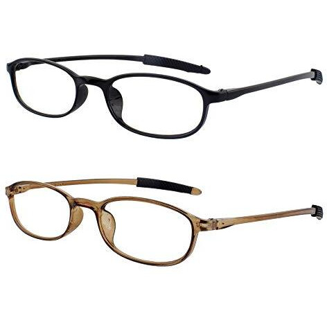 Augen Uv Block Unbreakable Reading Glasses Unisex Free Size Power (Black & Brown +1.50, Pack Of 2)