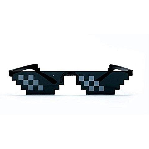 Augen By Visionsindia | Thug Life Irregular Polygonal 8-Bit Sunglasses For Men & Women (Rimless, Small, Black Lens) - 1 Pack