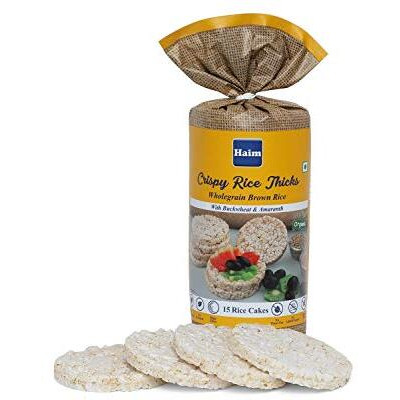 Haim Organic Crispy Rice Thick Wholegrain Brown Rice Cakes With Buckwheat & Amaranth (Vegan, All Natural, Gluten Free), 110 G