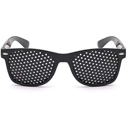 Cute Critters Pinhole Glasses Uniisex Vision Care Anti-Myopia Eye Exercise Improver Glasses Eyesight Natural Stenopeic Anti-Fatigue Glasses(Black)