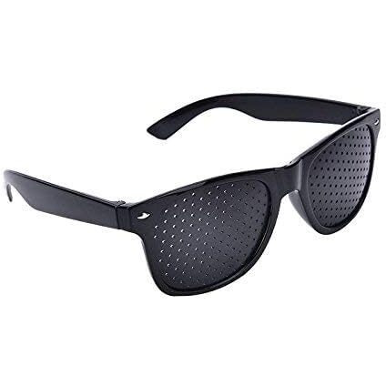 Cute Critters Pinhole Glasses Uniisex Vision Care Anti-Myopia Eye Exercise Improver Glasses Eyesight Natural Stenopeic Anti-Fatigue Glasses(Black)