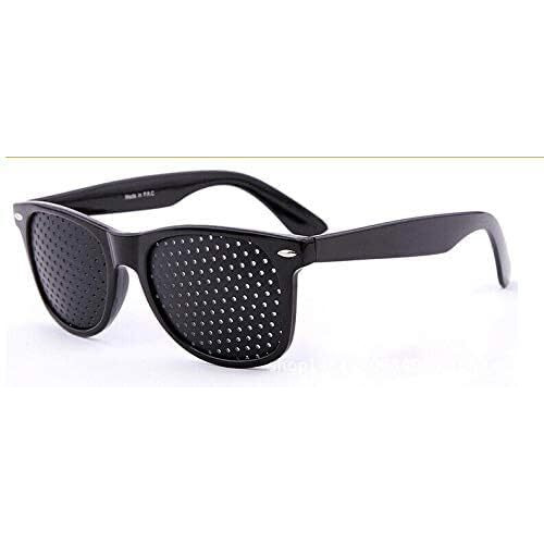 Cute Critters Pinhole Glasses Uniisex Vision Care Anti-Myopia Eye Exercise Improver Glasses Eyesight Natural Stenopeic Anti-Fatigue Glasses(Black)