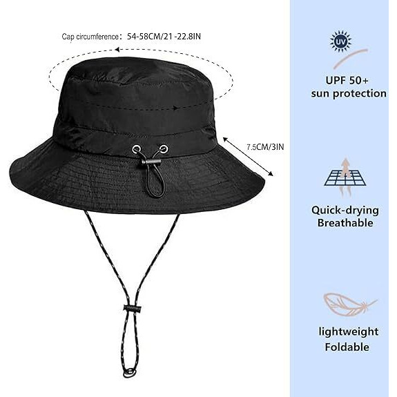Jessica Exim Unisex Sun Protection Bucket Hat For Men & Women - Foldable, Quick-Dry, Breathable, And Packable Bucket Hat For Outdoor Adventures, Hiking, Fishing & Camping (In, Alpha, Free Size, Black)
