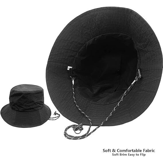 Jessica Exim Unisex Sun Protection Bucket Hat For Men & Women - Foldable, Quick-Dry, Breathable, And Packable Bucket Hat For Outdoor Adventures, Hiking, Fishing & Camping (In, Alpha, Free Size, Black)