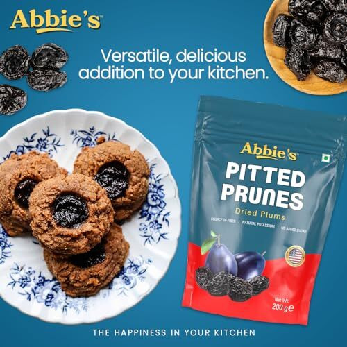 Abbie's Pitted Prunes || Dried Plums 200 Grams Resealable Zipper Pack || Enjoy As A Snacks Or In Your Recipes || Source Of Fiber || Natural Potassium || No Added Sugar || No Added Flavor Or Colour