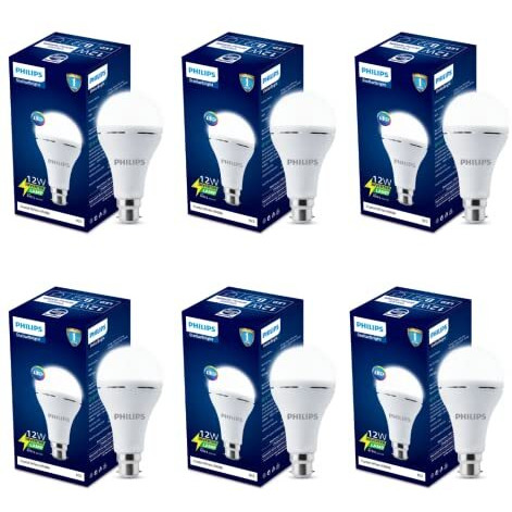 Philips 12W Emergency Bulb | Rechargeable Emergency Bulb For Power Cuts | Backup  Upto 4Hrs, Cool Day Light,Pack Of 6
